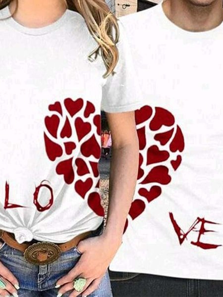 

Red Heart Couple T-Shirts, White, Couple T-shirts