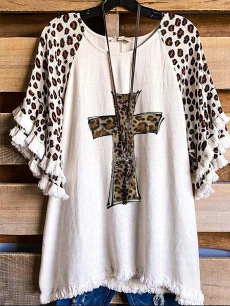

Short Sleeve Leopard Shirts & Tops, Apricot, Blouses & Shirts