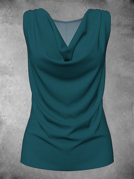 

Solid Sleeveless Cotton-Blend Casual Shirts & Tops, Green, Auto-Clearance