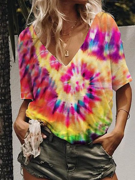 

Shift Ombre/tie-Dye Casual Short Sleeve T-shirt, Multicolor, T-Shirts