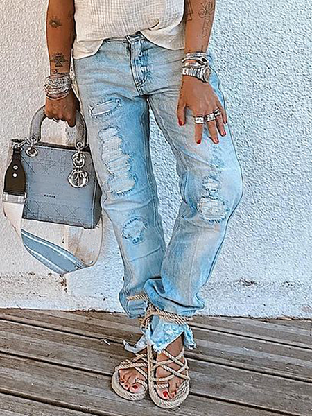 

Plus size Solid Casual Jeans, Blue, Jeans