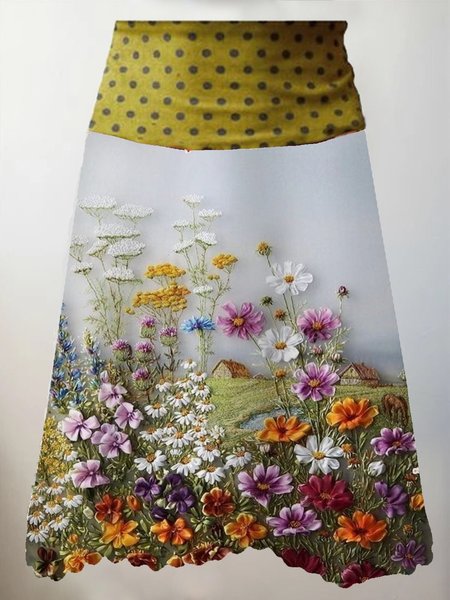 

Vintage Mini Gonna Cotone, Fiore, Skirts