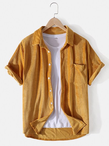 

Men's Shirt Collar Basic Shirts, Yellow, Men's Floral shirt