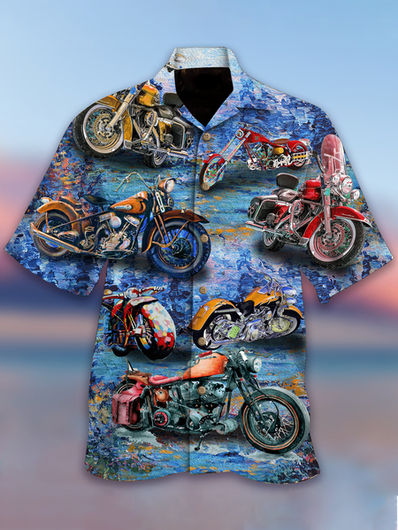 

Vintage Shirt Collar Printed Shirts, Blue, Men's Floral shirt