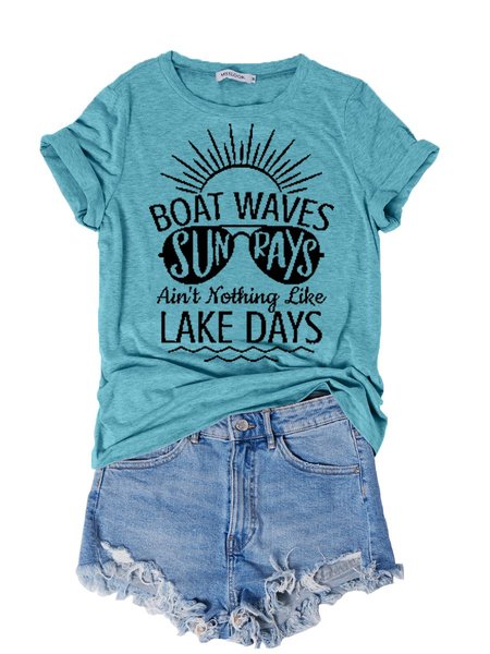 

Boat Waves Sundays Women's T-Shirt, Turquoise, T-shirts