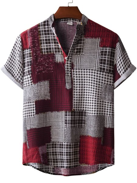

Men's Linen Basic Tribal Shirts, Wine red, Men's Floral shirt