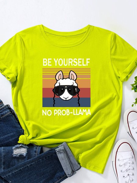 

Be Yourself No Prob Llama Funny Tee, Fluorescent green, T-shirts