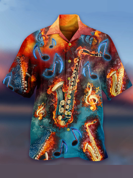 

Regular Fit Short Sleeve Casual Hawaiian Shirt for Men, Color1, Men's Floral shirt