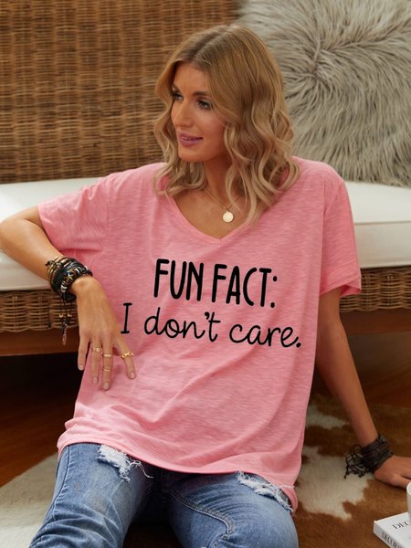 

Fun Fact I Don't Care Tee, Pink, T-shirts