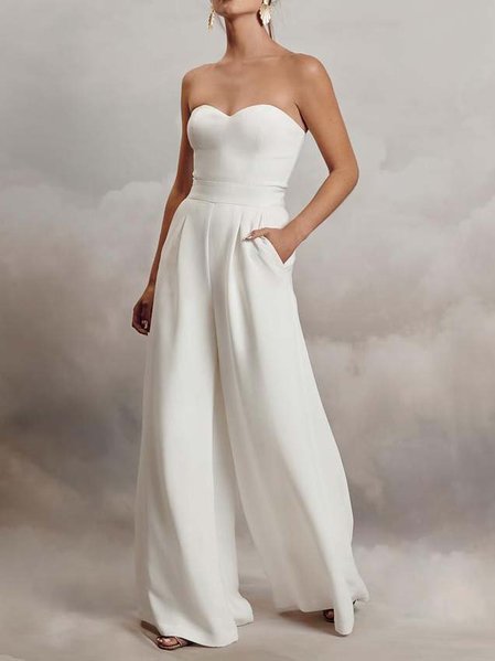 

Sleeveless Simple Jumpsuit & Romper, White, Auto-clearance