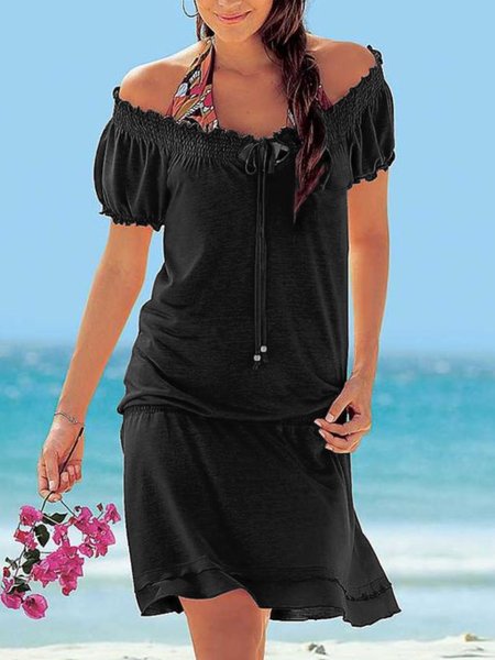 

Abito Vintage Spalla Nuda Solido, Nero, Dresses