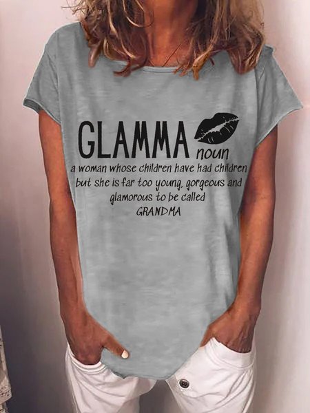 

Glamma Crew Neck Casual Women Tee, Gray, T-shirts