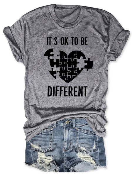 

It’s Ok To Be Different Autism Awareness Tee, Deep gray, T-shirts