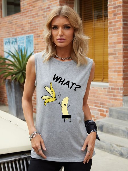

Undressed Banana Throwing Off Banana Skin Funny Tank, Gray, T-shirts