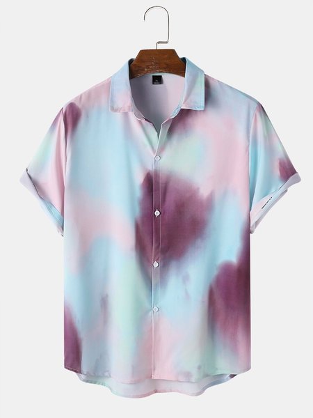 

Mens Casual Tie Dye Colorful Short Sleeve Shirts, Blue, Men