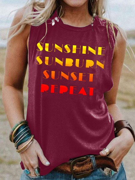 

Sunrise Sunburn Sunset Repeat Women's Sleeveless Shirt, Wine red, T-shirts