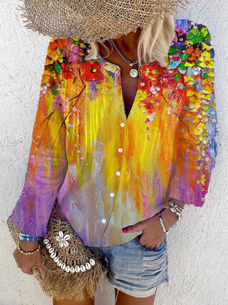 

Bohemian Floreale 3/4 Manica Top Cotone, Come immagine, Tops
