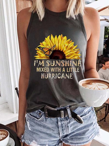 

Cotton-Blend Floral Shift Cold Shoulder T-shirt, Gray, Tanks & Camis
