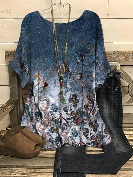 

Plus size Vintage Floral Shirts & Tops, Blue, Tops
