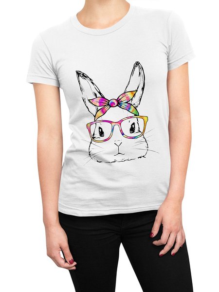 

Cute Bunny Face Glasses Easter Day Women's T-Shirt, White, T-shirts
