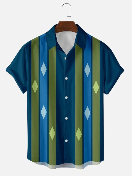 

Men's Shirt Collar Abstract Printed Shirts, Navy blue, Men's Floral shirt