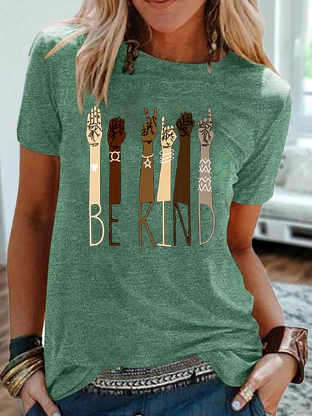 

Cotton-Blend Statement Short Sleeve T-shirt, Green, T-Shirts