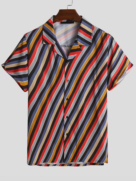 

Printed Holiday Shirt Collar Shirts & Tops, Color, Short Sleeves Shirts