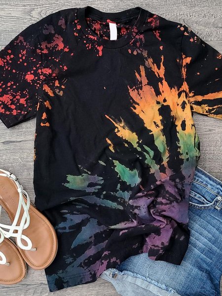 

Reverse Tie Dye Colored T-Shirt, Multicolor, T-shirts