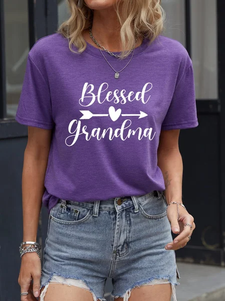 

Short Sleeve Casual O-Neck Shirts & Tops, Purple, T-shirts