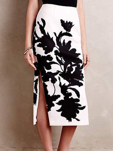 

For Work Vintage Midi Skirt, White, Midi Skirts