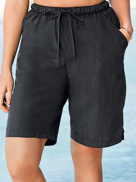 

Beach Casual Black Cotton-Blend Shorts, Shorts