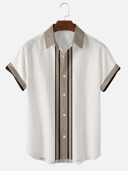

Men's Shirt Collar Abstract Printed Shirts, Khaki, Blouses&Shirts