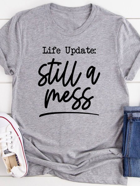 

Life Update Still A Mess Tee, Gray, Tops