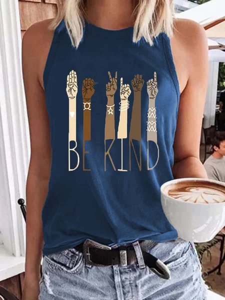 

Senza Maniche Casuale Girocollo Misto Cotone Gilet, Blu, Blouses & Shirts