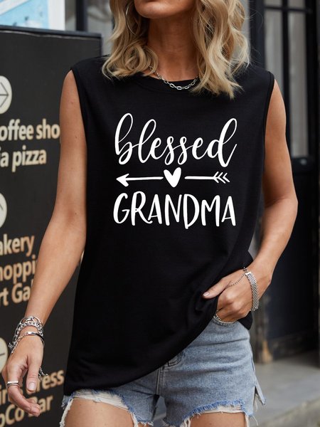 

Short Sleeve O-Neck Cotton-Blend Shirts & Tops, Black, Tank Tops