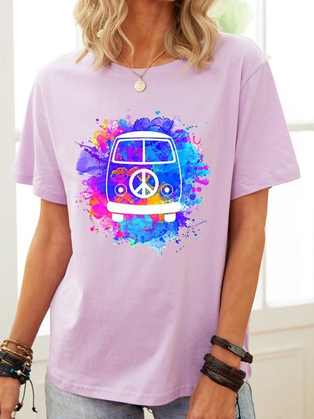 

Hippie Peace Bus Graphic Tee, Light purple, T-shirts