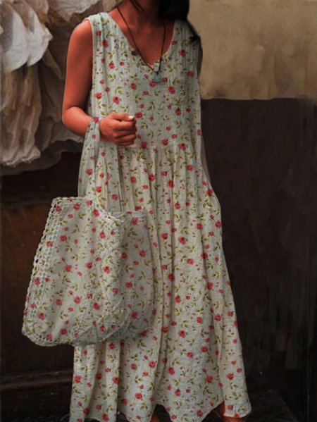 

Abito Girocollo Casuale Senza Maniche, Come immagine, Midi Dresses