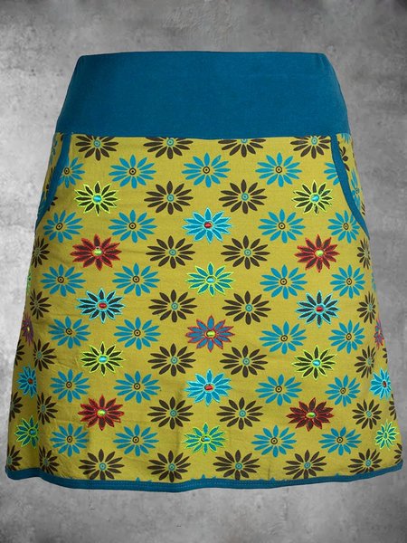 

Casual Plus Size Printed Skirt, Blue, Skirts