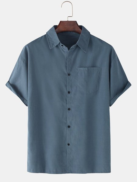 

Men's Cotton Basic Shirt Collar Shirts, Blue, Shirts ＆ Blouse