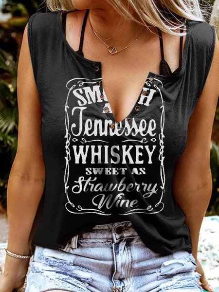 

V Neck Shift T-shirt, Black, Tank Top