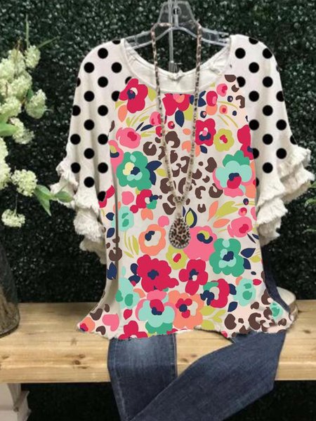 Camicie & Top Casuale Stampato Misto Cotone, Bianco, Tops