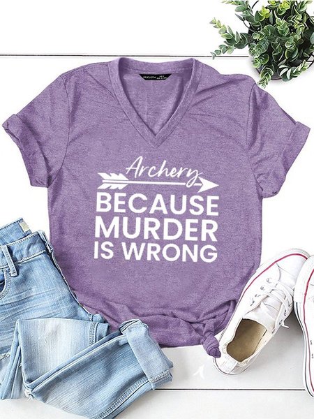

Archery Because Murder Is Wrong Tee, Purple, T-shirts