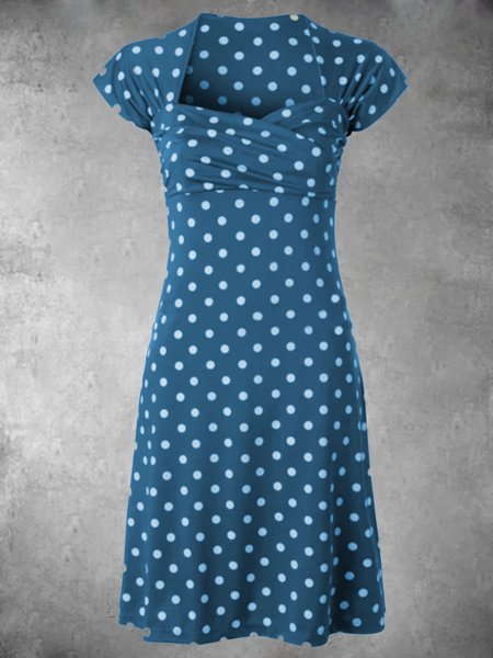

Casuale Maniche Corte Stampato Abito, Blu, Dresses