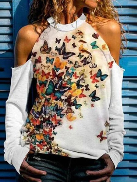 

Casuale Top Misto Cotone, Bianco, T-Shirts