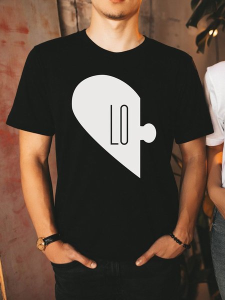 

LOVE Heart Puzzle Couple Tee, Black, Couple T-shirts
