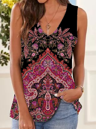 

Paisley senza maniche Camicie & Top, Viola, Tank Top