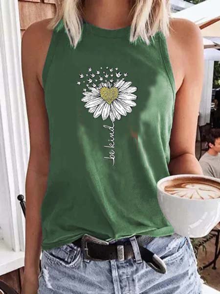 

Casuale Girocollo senza maniche Gilet, Verde, Tank Top
