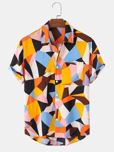 

Men's Simple Abstract Shirts & Tops, Orange, Short Sleeves Shirts