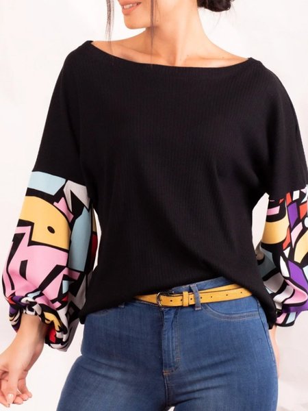 

Girocollo Maniche Lunghe Superiore, Nero, Blouses & Shirts