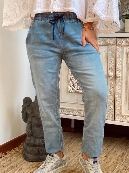 

Casuale Tasche Denim Pantaloni, Blu, Pants